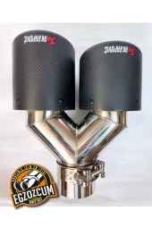 90 mm. Akrapoviç Egsoz eksoz Ucu DUAL Çiftli Mat Karbon SAĞ/SOL Uyumlu TAKIM thumbnail 6