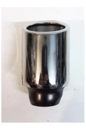 60 mm. Paslanmaz Krom içi boş önü kesik yuvarlak tekli egzoz eksoz ucu thumbnail 2