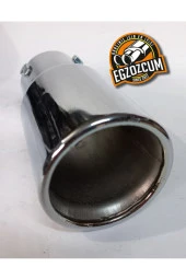 60 mm. YUVARLAK Sessiz nikelaj vidalı egzoz eksoz ucu tekli  Uyumlu thumbnail 3