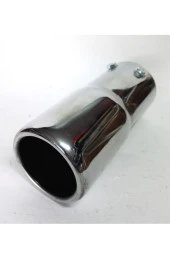 Antipas iç kaplamalı Rüzgar sesli 60 mm nikelaj tekli egzoz eksoz ucu thumbnail 1