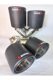 90 mm. Akrapoviç Egsoz eksoz Ucu DUAL Çiftli Mat Karbon SAĞ/SOL Uyumlu TAKIM thumbnail 1