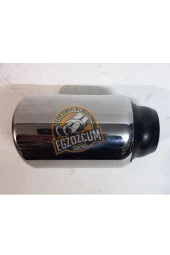 60 mm. Paslanmaz Krom içi boş önü kesik yuvarlak tekli egzoz eksoz ucu thumbnail 4