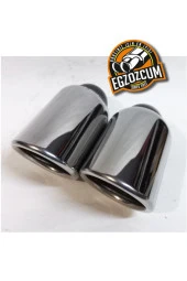 60 mm. Paslanmaz Krom içi boş önü kesik yuvarlak tekli egzoz eksoz ucu thumbnail 5
