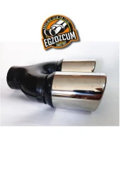 76 mm. ÇİFTLİ İÇİ DOLU SAĞ KROM EGZOZ EKSOZ UCU thumbnail 4