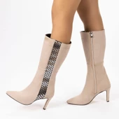 Kadın İnce Topuklu Sivri Burunlu Klasik  Çizme thumbnail 1