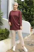 Yeni Stil Kahve Arma Detaylı Tunik 10020 - 2
