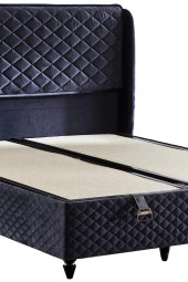 Niron Baklava Yatak Seti - 120x200 cm Antrasit Tek Kişilik, Pedli Sert Yatak, Lüks Baza ve Başlık Takımı - 8