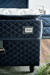 Niron Baklava Yatak Seti - 200x200 cm Antrasit Tek Kişilik, Pedli Sert Yatak, Lüks Baza ve Başlık Takımı - 5