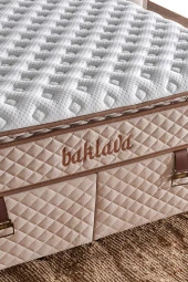 Niron Baklava Yatak Seti - 160x200 cm Krem Tek Kişilik, Pedli Sert Yatak, Lüks Baza ve Başlık Takımı - 3