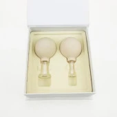 Silikon Vakumlu Cam Yüz Masaj Kupası 2'li Set Bej Renk thumbnail 4