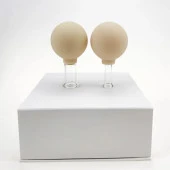 Silikon Vakumlu Cam Yüz Masaj Kupası 2'li Set Bej Renk thumbnail 6