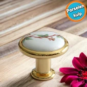 Porselen Kulp Gold Düğme Mobilya Mutfak Dolabı Çekmece Dolap Kulpları Kapak Kulpu Kulbu Altın - 1