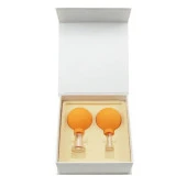 Silikon Vakumlu Cam Yüz Masaj Kupası 2'li Set Turuncu Renk thumbnail 3