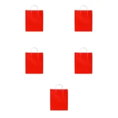 Büküm Saplı Kraft Kağıt Çanta Karton Hediyelik Poşet Torba - Kırmızı - 18x24 Cm. - 5 Adetlik Paket thumbnail 1
