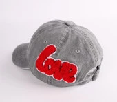 Perlotus Love Nakışlı Gri Pamuklu Yıkamalı Kadın Şapka - 3