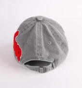 Perlotus Love Nakışlı Gri Pamuklu Yıkamalı Kadın Şapka - 4