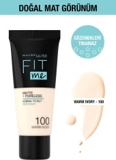 Maybelline New York Fit Me Matte+Poreless Fondöten - 100 Warm Ivory - 1