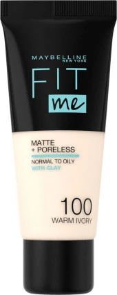 Maybelline New York Fit Me Matte+Poreless Fondöten - 100 Warm Ivory - 2