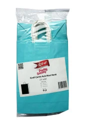 Büküm Saplı Kraft Kağıt Çanta Karton Hediyelik Poşet Torba - Açık Mavi -18x24 Cm. - 5 Adetlik Paket thumbnail 2