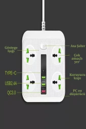 Qpen SC05 8in1 Priz Dönüştürücü - 2