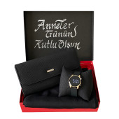 Anneler Günü Siyah Kol Saati Penye Şal Carlino Cüzdan - 1