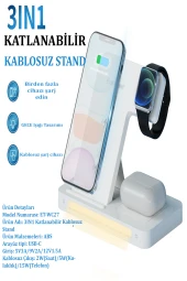 Qpen WC27 3in1 Katlanabilir 15W Kablosuz Şarj Masaüstü Set thumbnail 2