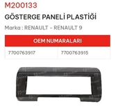 R9 Broadway - R11 Flash Gösterge Panel Siperliği 7700763917 7700763915 M200133 - 1