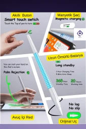 iPad 10.2 inç 9. Nesil Uyumlu Manyetik ve Kablosuz Şarj Özellikli 2. Nesil Bluetooth Tablet Kalemi thumbnail 2