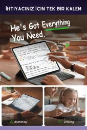 iPad 10.2 inç 8. Nesil Uyumlu Manyetik ve Kablosuz Şarj Özellikli 2. Nesil Bluetooth Tablet Kalemi - 4