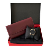 Anneler Günü Bordo Cüzdan Siyah Penye Şal Dijital Kol Saati - 2