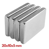 N35 20x10x5 Mm Neodyum Mıknatıs 20 Adet, Köşeli, Nikel Kaplamalı Kaliteli ve Dayanıklı Ürün - 1