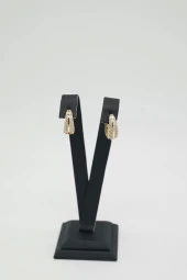 Zirkon Taşlı Halka Gold Renk Çelik Küpe - 3