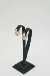 Zirkon Taşlı Halka Gold Renk Çelik Küpe - 4