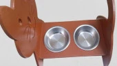 Hobi ERC 90373 MODEL Kedi Mama Ve Su Kabı Seti MDF Ceviz Renk Paslanmaz Tabak - 6