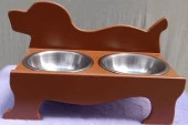 Hobi ERC MODEL 90374 KÖPEK Mama Ve Su Kabı Seti MDF Ceviz Renk Paslanmaz Tabak - 8