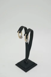 Zirkon Taşlı Halat ve Zar Çelik Küpe - 4