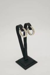 Zirkon Taşlı Halka Çelik Küpe - 3