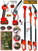 Eisenn German Red 3 Lü Budama Set BL Fırçasız Motor  Yağlamalı  Budama Testeresi + Bağ Makası + Teleskop - 1