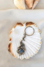 Tavus Kuşu Kötü Göz Kovucu Metal Anahtarlık - 1