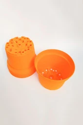 Dış mekan büyük saksı plastik 5 adet yuvarlak bahçe saksısı turuncu Tekpar 19 cm 3 litre - 2