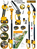 Eisenn German 3 Lü Budama Set Yellow  Yağ Pompalı Zincirli Testere + Şarjlı Bağ Makası +Teleskopik Uzatma - 1