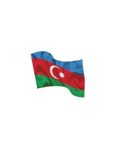 Azerbaycan Dalgalı Bayrak Etiket 7 x 6 cm - 1