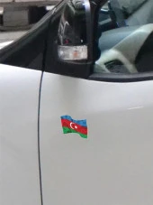 Azerbaycan Dalgalı Bayrak Etiket 7 x 6 cm - 4