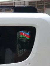 Azerbaycan Dalgalı Bayrak Etiket 10 x 9 cm - 6