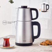 Karaca Tea Break 2 İn 1 Çelik Su Isıtıcı Çay Makinesi Silver Inox - 1