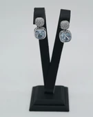 Zirkon Tek Taş Gümüş Renk Çelik Küpe - 1