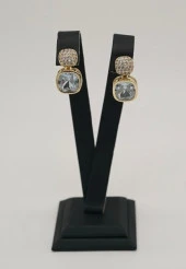 Zirkon Tek Taş Gold Renk Çelik Küpe - 1