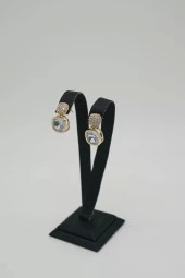 Zirkon Tek Taş Gold Renk Çelik Küpe - 2