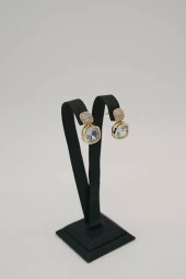 Zirkon Tek Taş Gold Renk Çelik Küpe - 4