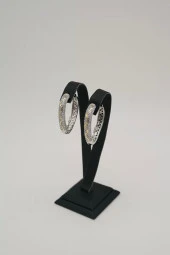 Zirkon Taşlı Halka Çelik Küpe - 2